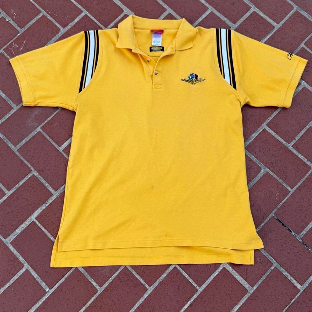 Vintage 2000s Reebok Indianapolis motor speedway yellow polo